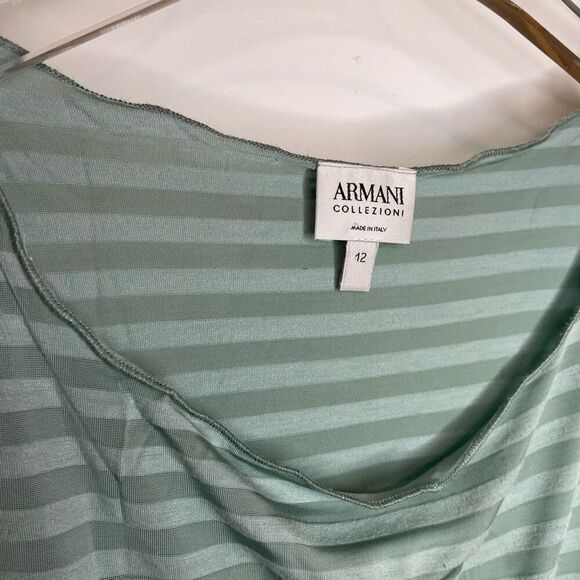 Armani Collezioni Green Blue Mint Striped Womens Tank Top Blouse‎ 40 US 8 - Picture 5 of 7
